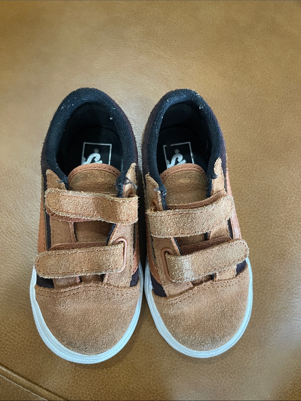 Kids Brown Suede Velcro Sneakers - Unbranded